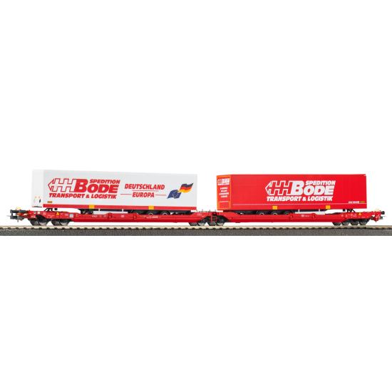 PIKO 24625 Wagony towarowy Platformy T3000e z naczepami „Bode” H0